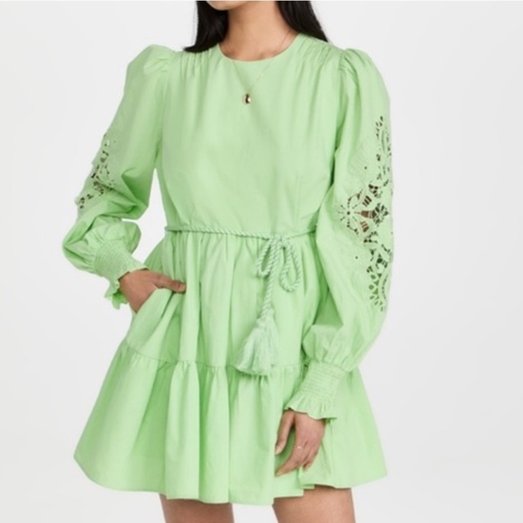 Cami Nyc Carolina Dress Neo Mint cotton poplin mini long sleeve XL new - Picture 1 of 16